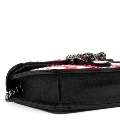 Gucci Tweed Check Super Mini Dionysus Shoulder Bag Black Red 5 of 10