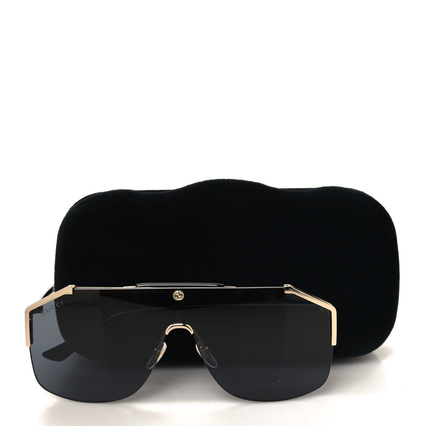 Metal Rimless Square Sunglasses GG0291S Black Gold