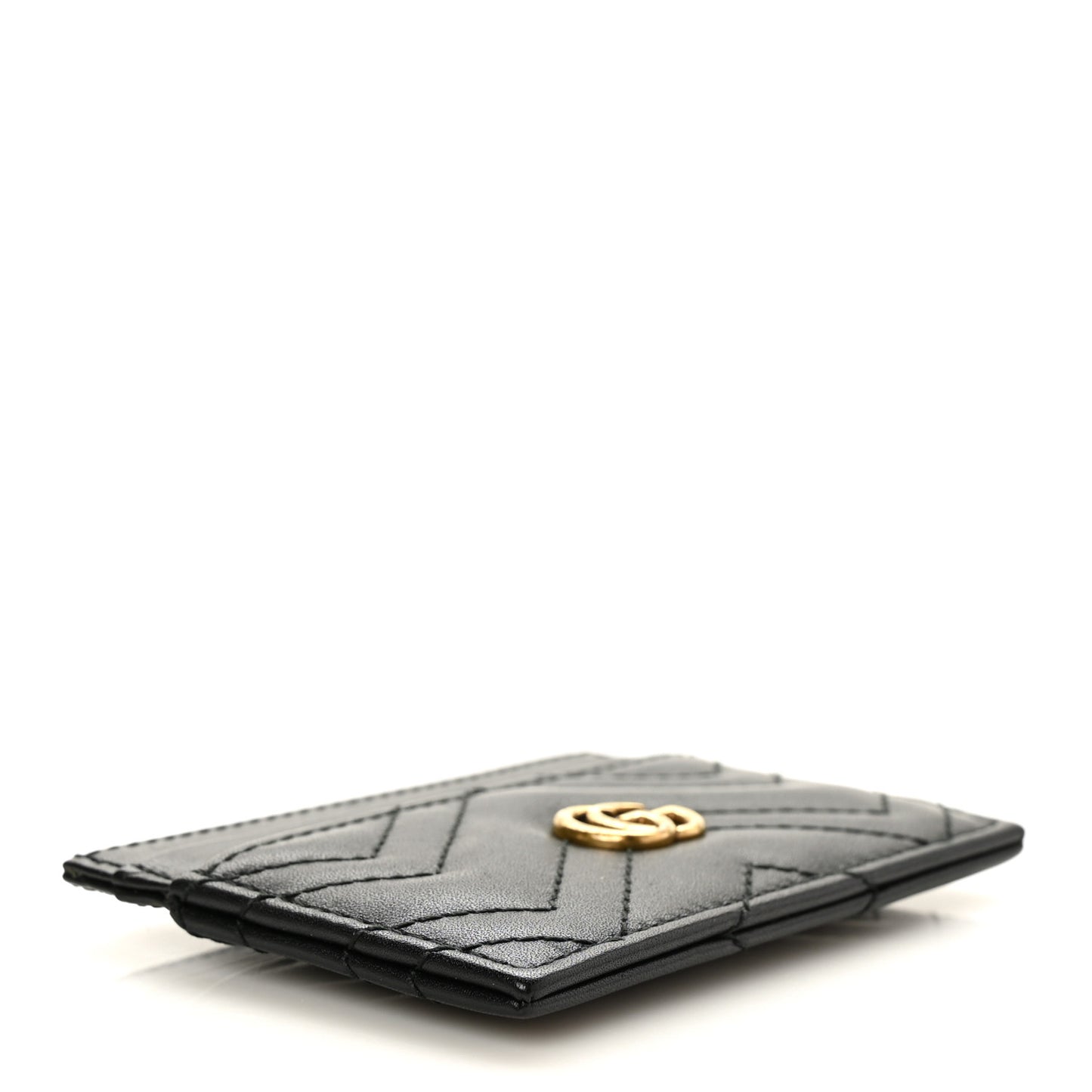 Calfskin Matelasse GG Marmont Card Holder Black