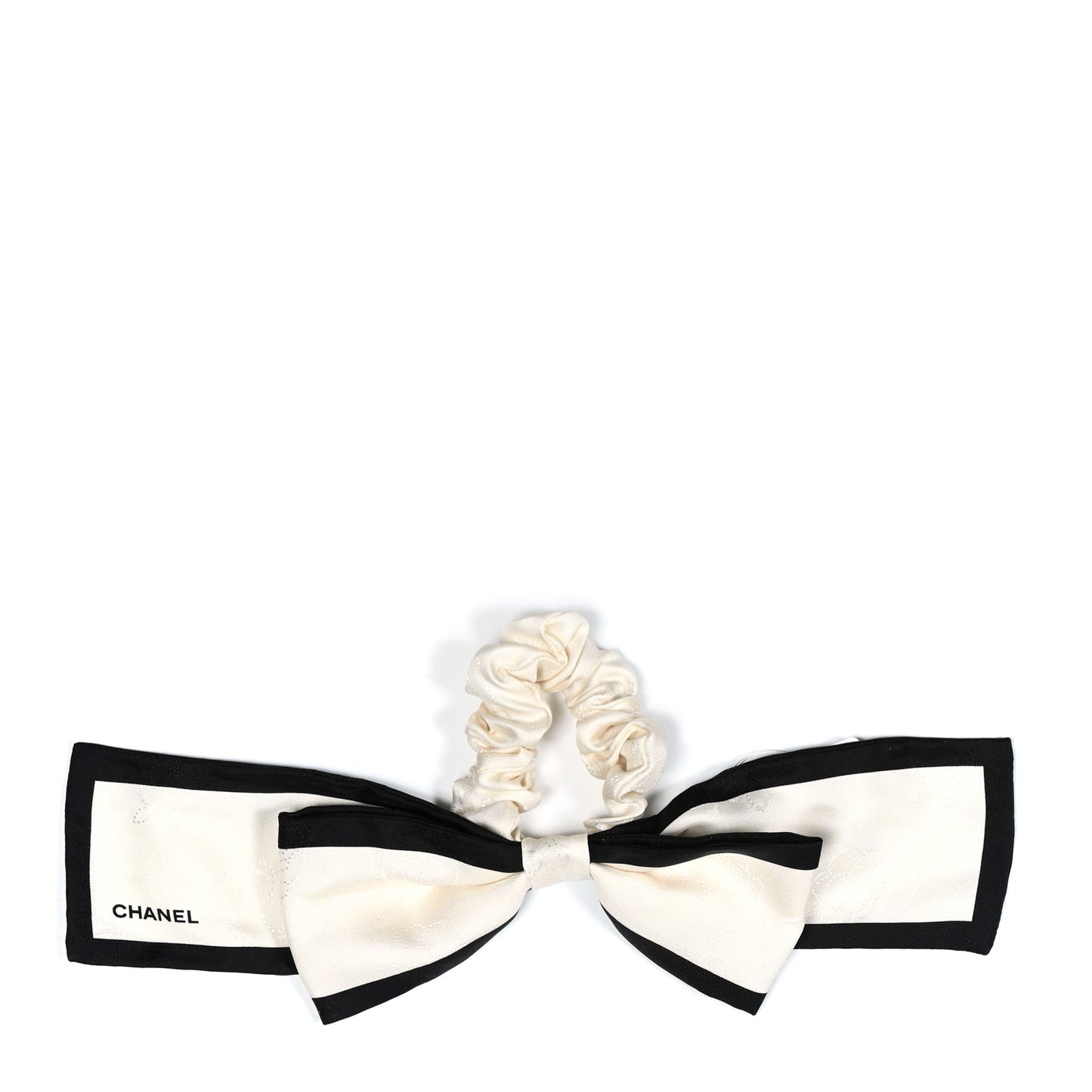 Silk Twill Hair Tie Ivory Black