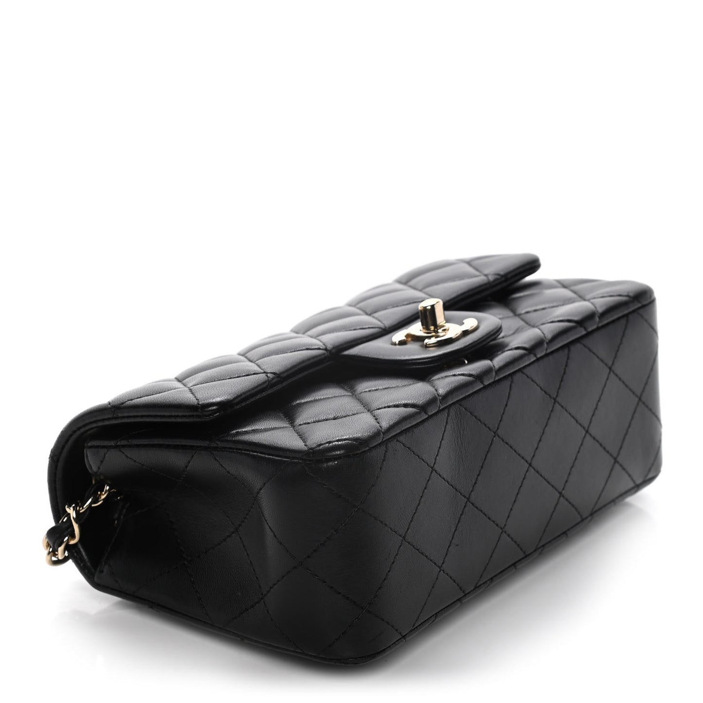 Lambskin Quilted Mini Rectangular Flap Black