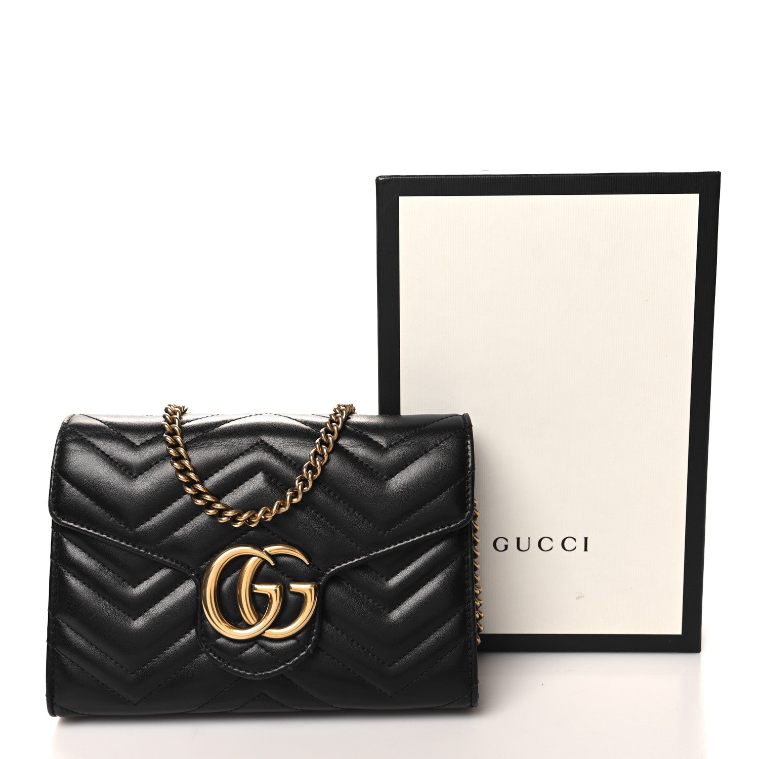 Gucci Calfskin Matelasse GG Marmont Chain Wallet Black 12 of 12