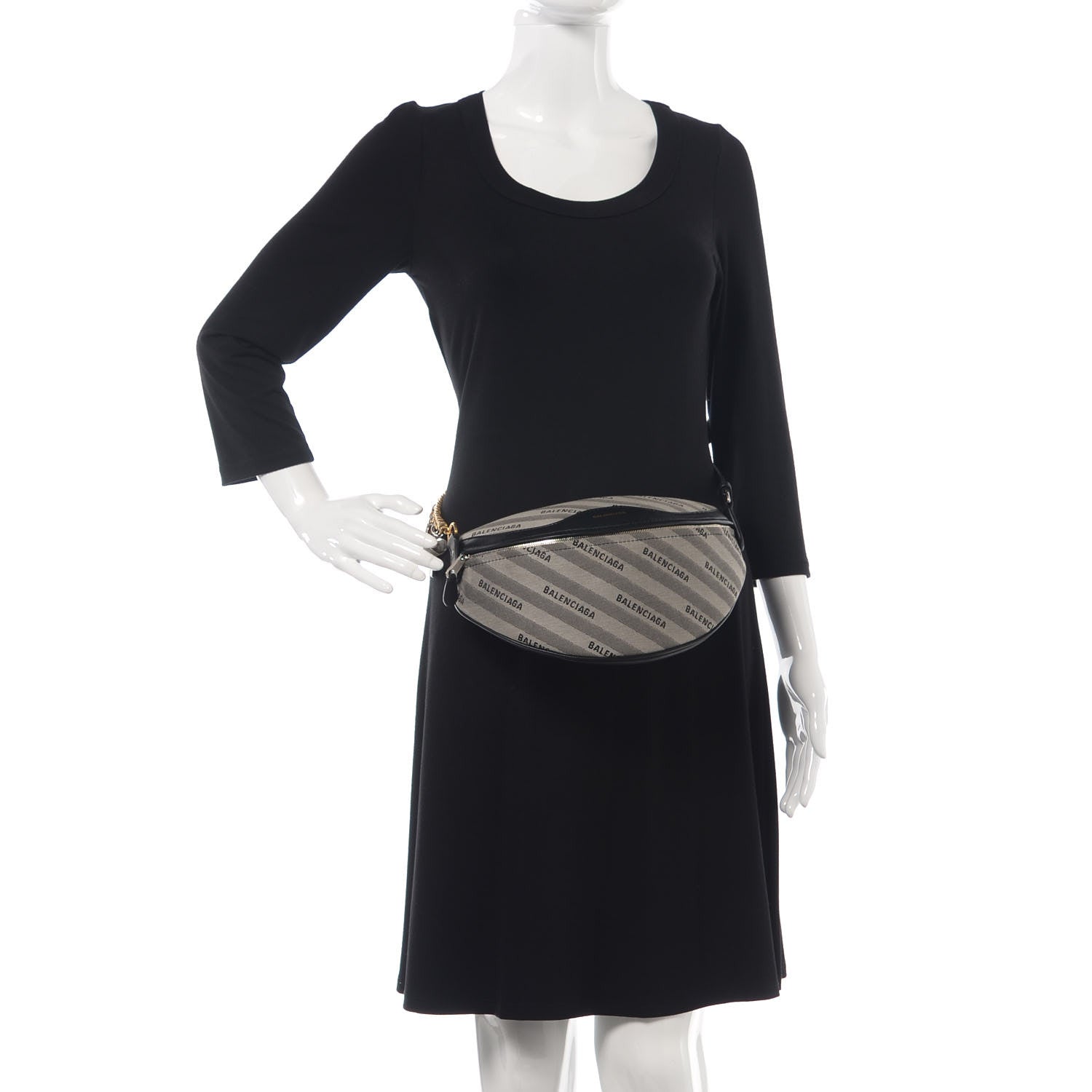 Balenciaga Canvas Jacquard Diagonal Allover Logo XS Souvenir Belt Bag Gris 2 of 11