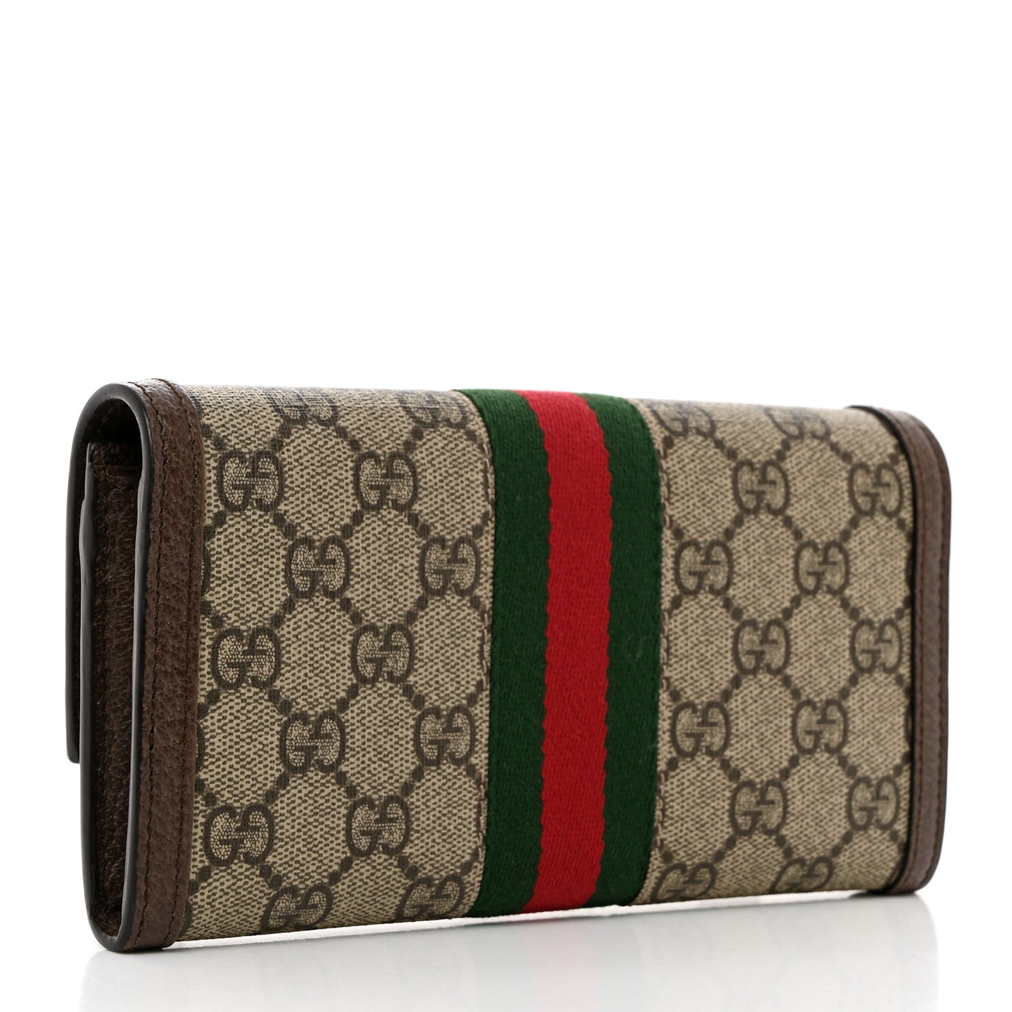GG Supreme Monogram Web Ophidia Continental Wallet Brown