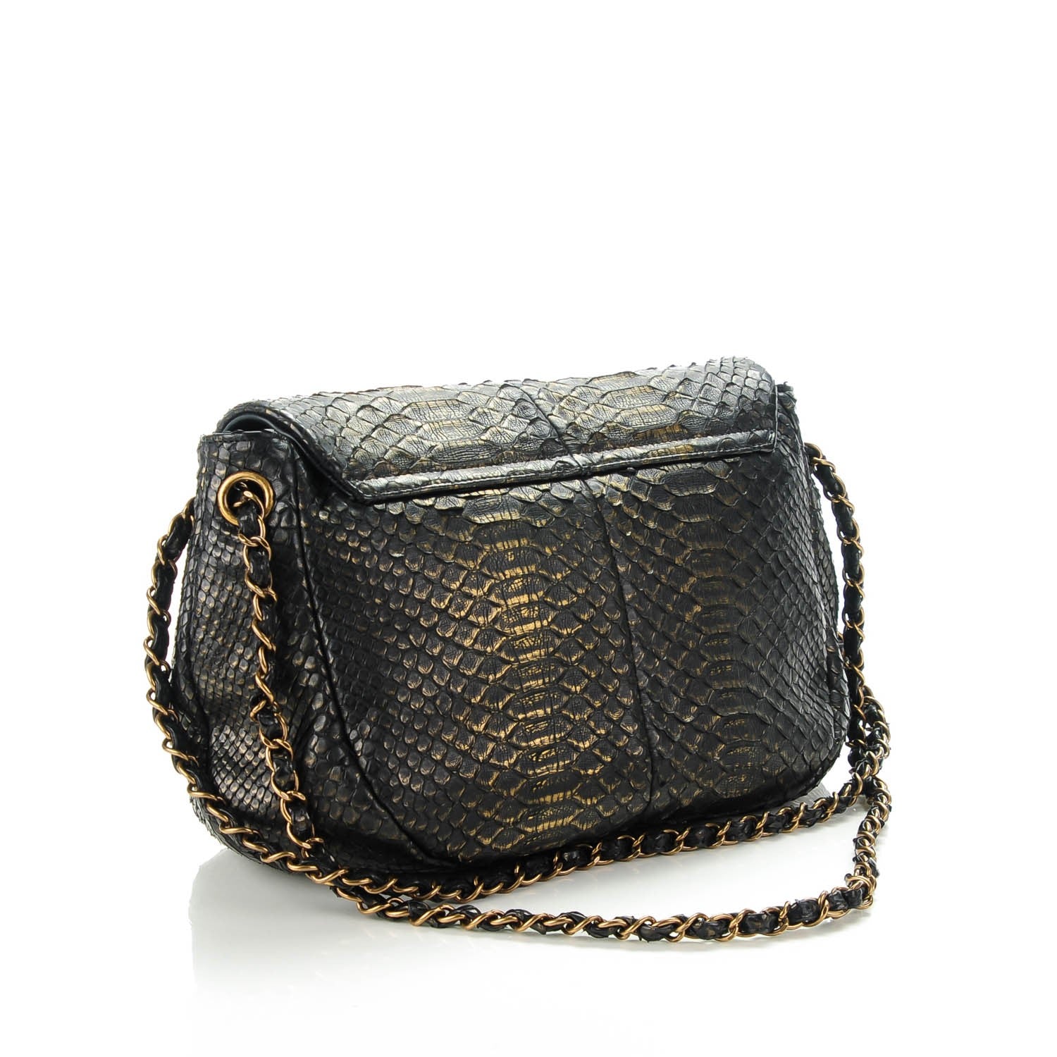 Chanel Metallic Python Hobo Black Gold 3 of 7