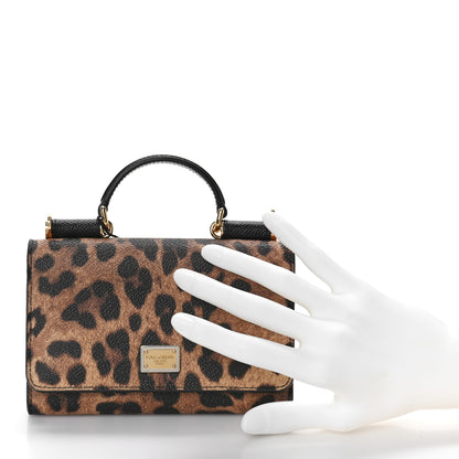 Dolce & Gabbana Dauphine Leopard Print Mini Miss Sicily Chain Phone Case Wallet Brown Black 2 of 9