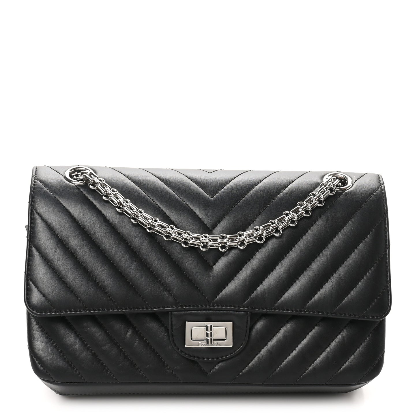 Aged Calfskin Chevron Quilted 2.55 Reissue 225 Flap Black