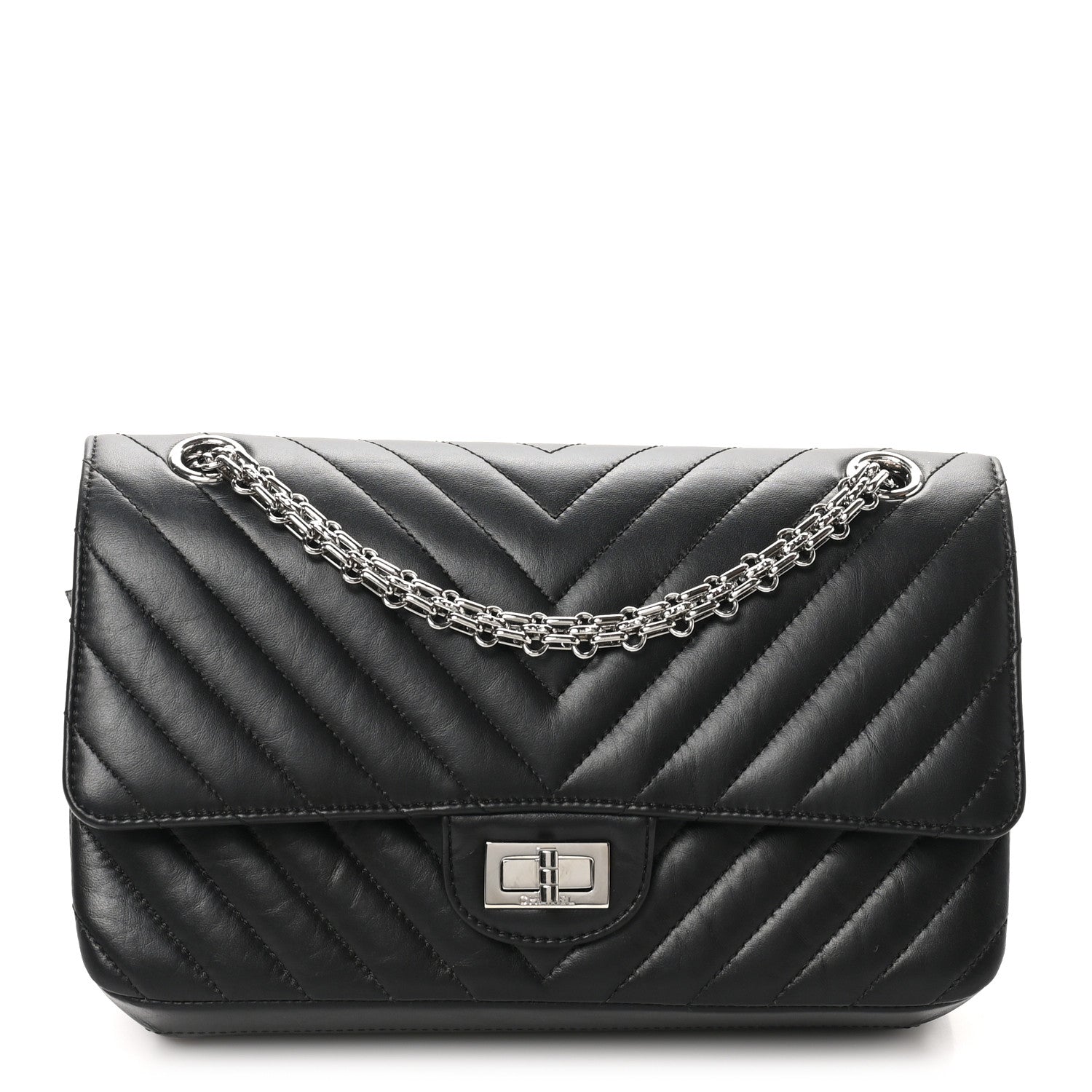 Chanel Aged Calfskin Chevron Quilted 2.55 Reissue 225 Flap Black 1 of 10