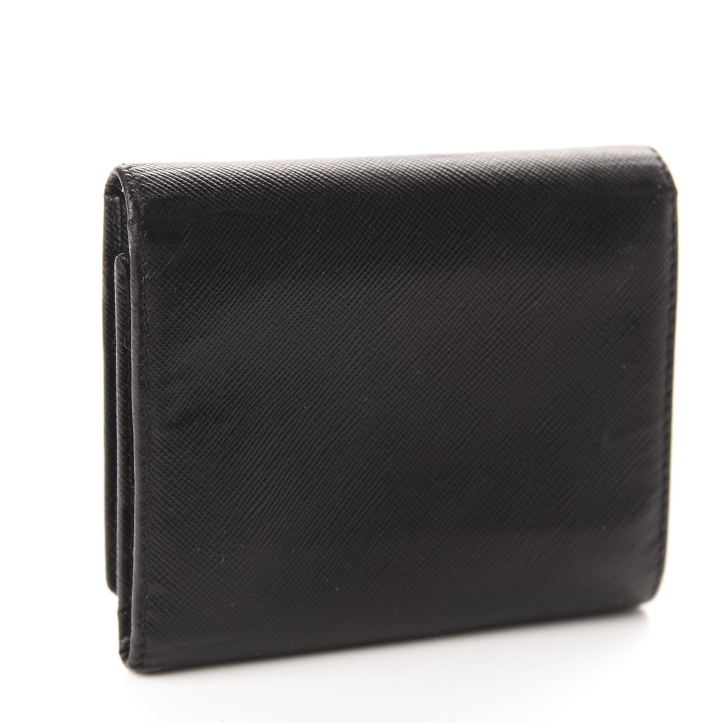 Saffiano Metal Tri-Fold Wallet Black