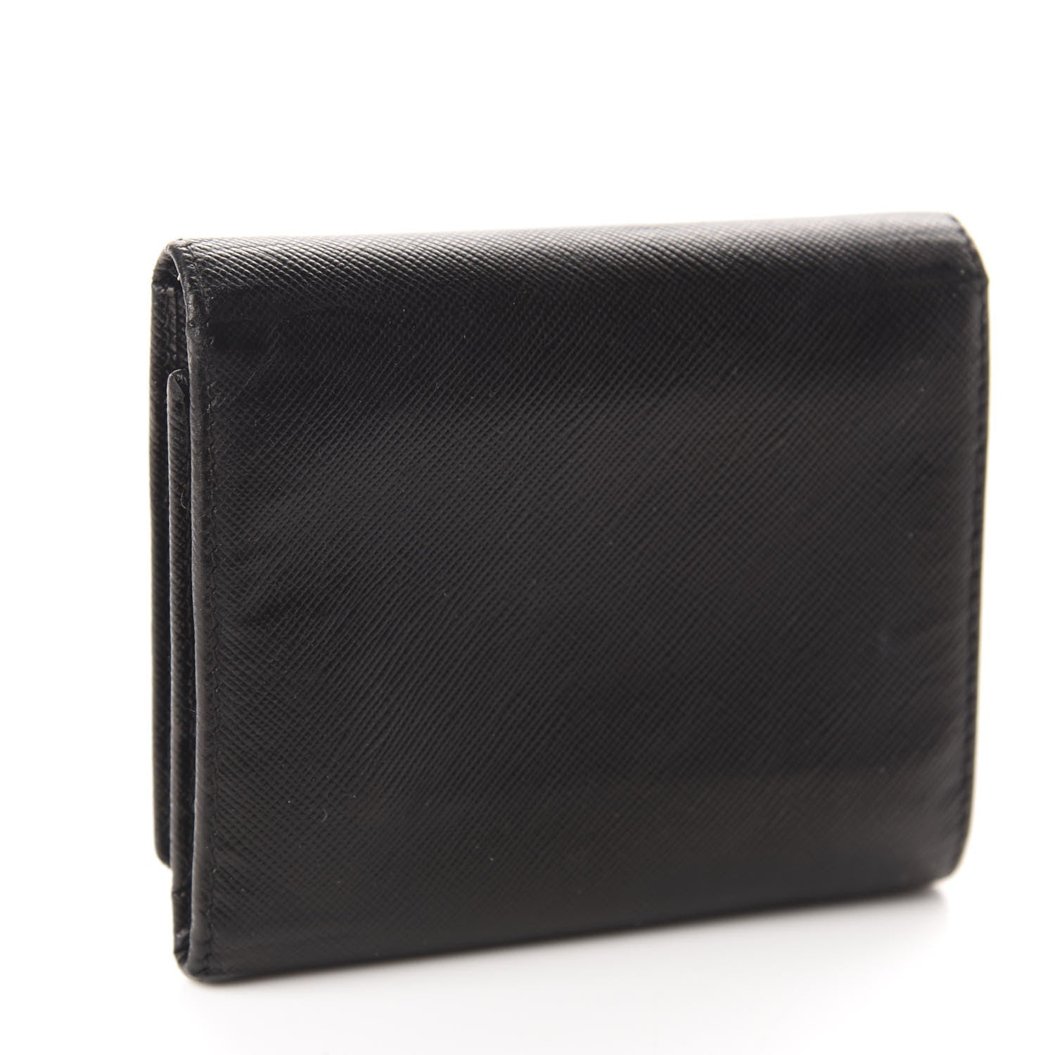Prada Saffiano Metal Tri-Fold Wallet Black 3 of 8