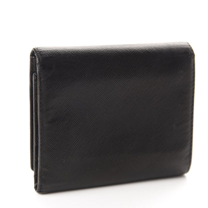 Prada Saffiano Metal Tri-Fold Wallet Black 3 of 8