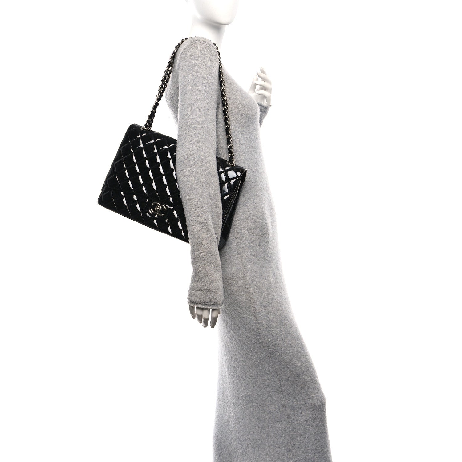 Chanel Patent Quilted Maxi Double Flap Black 2 of 11