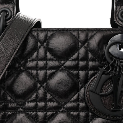 Christian Dior Crinkled Calfskin Cannage Medium Lady Dior Black 8 of 10