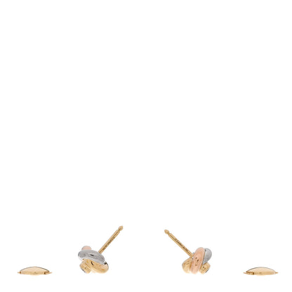 Cartier 18K Pink Yellow White Gold Diamond Trinity Stud Earrings 3 of 5