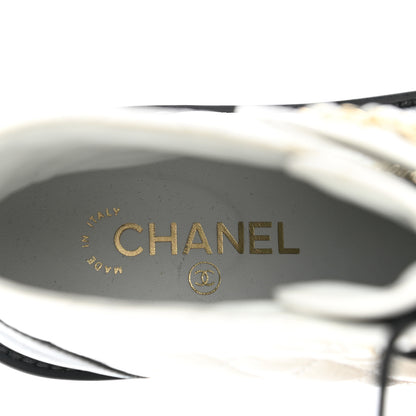 Chanel Shiny Goatskin Calfskin Quilted Lace Up Combat Boots 38 Ivory Black 7 of 9
