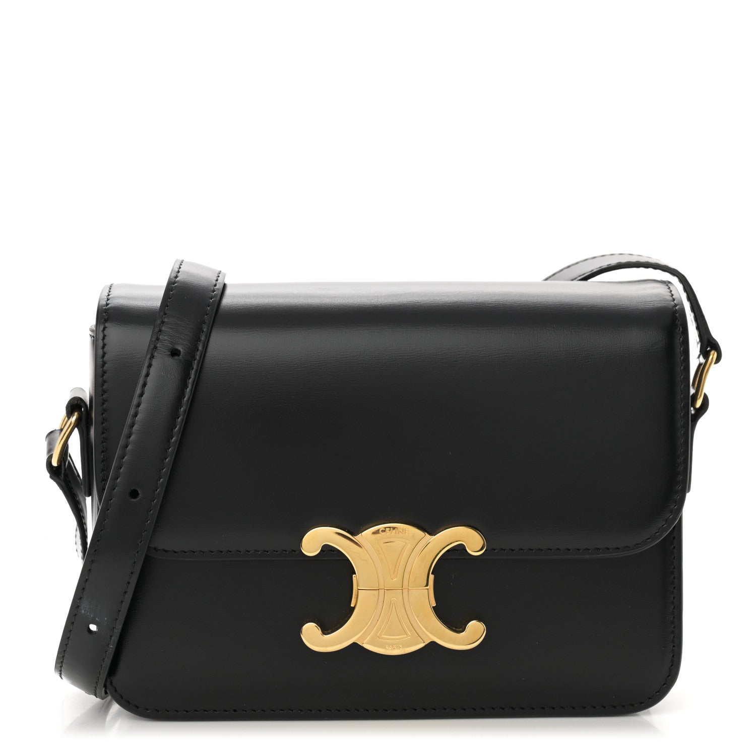 Celine Shiny Calfskin Teen Triomphe Black 1 of 12
