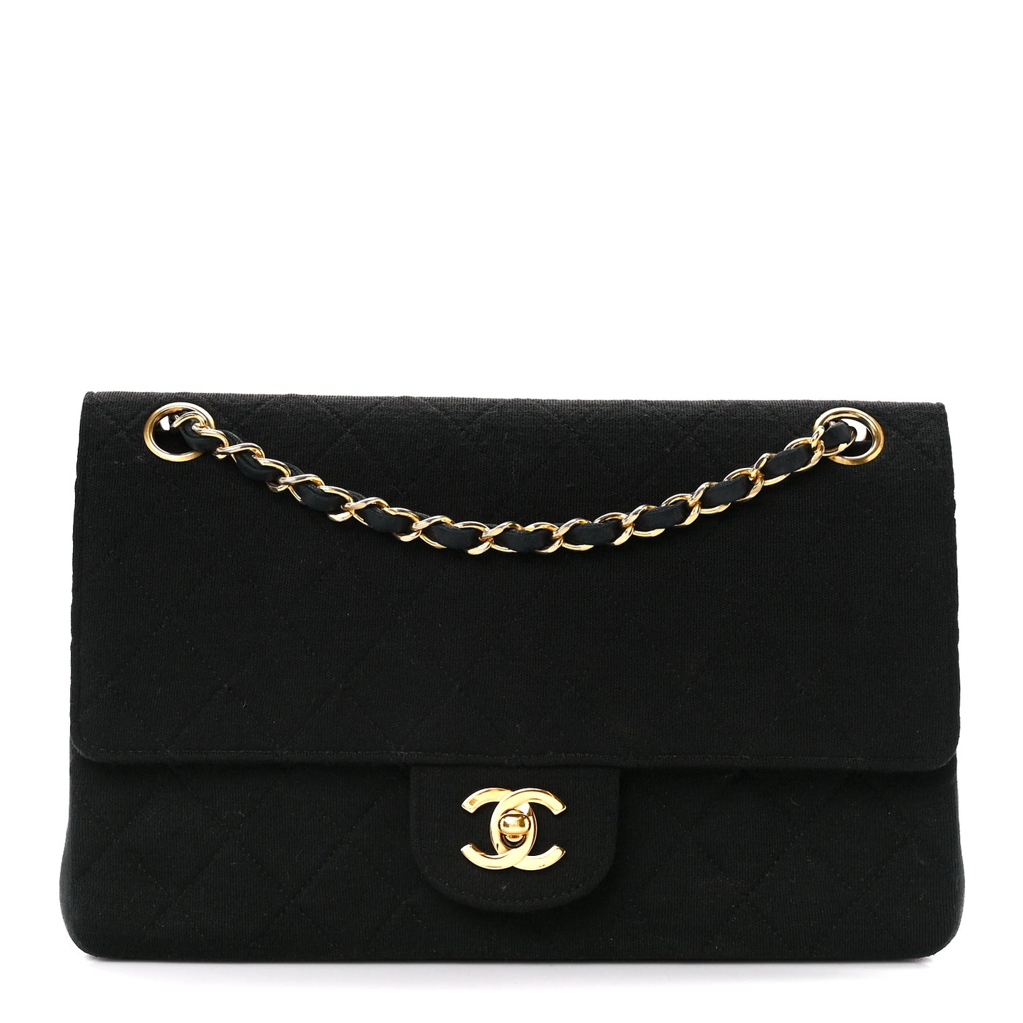 Jersey Quilted Medium Double Flap Black