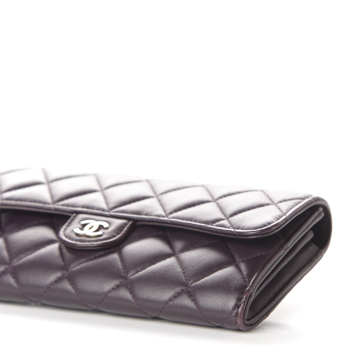 Chanel Lambskin Quilted Large Gusset Flap Wallet Purple 10 of 10