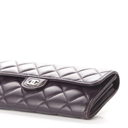 Chanel Lambskin Quilted Large Gusset Flap Wallet Purple 10 of 10