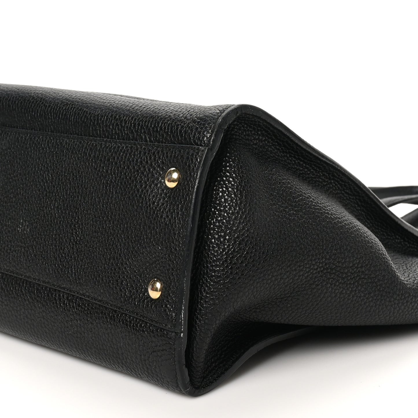 Hammered Calfskin Double Handle Large Amy Tote Black