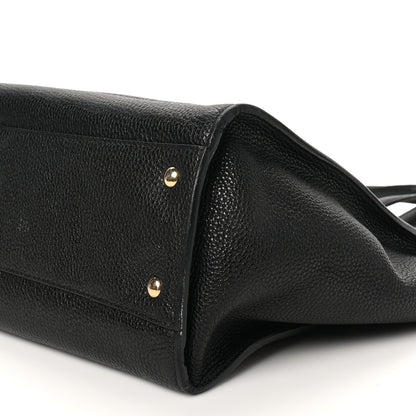 Salvatore Ferragamo Hammered Calfskin Double Handle Large Amy Tote Black 9 of 9