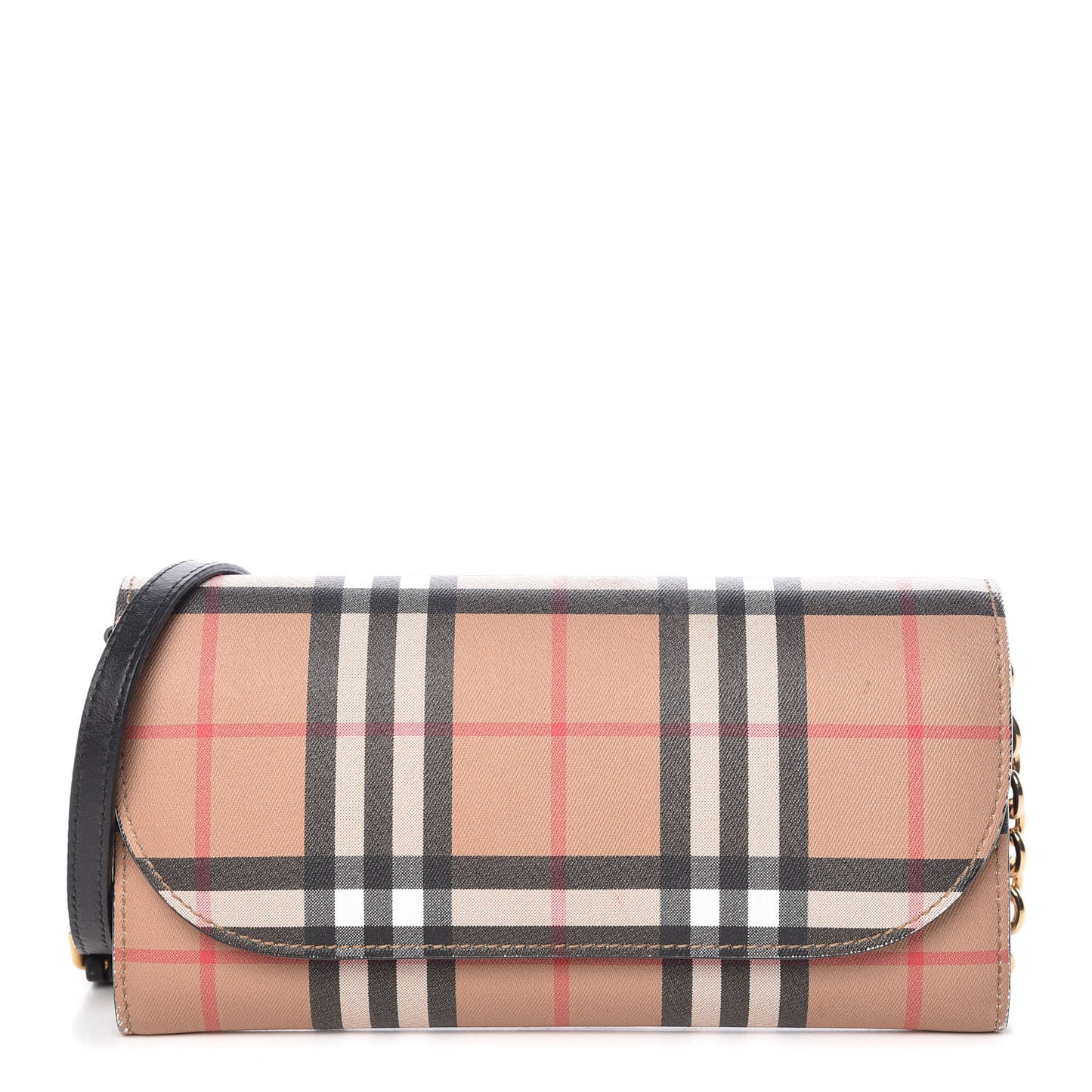 Vintage Check Henley Wallet On Chain Black