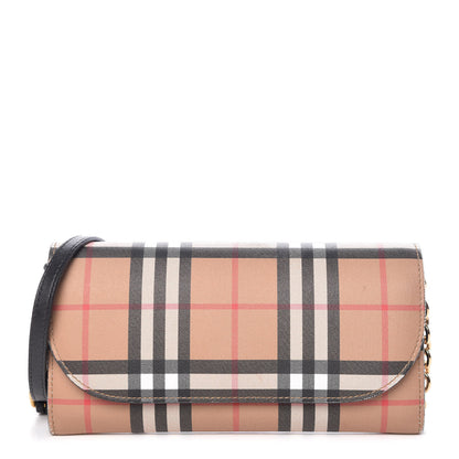 Burberry Vintage Check Henley Wallet On Chain Black 1 of 12