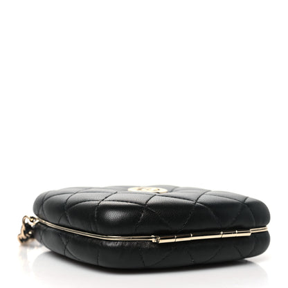 Chanel Lambskin Quilted Compact Vanity Case Purse With Chain Black 4 of 12