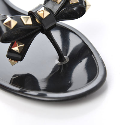 Valentino Garavani PVC Jelly Rockstud Bow Thong Sandals 40 Black 16 of 18