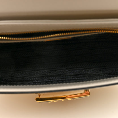 Prada Saffiano Lux Embleme Flap Shoulder Bag White 5 of 9