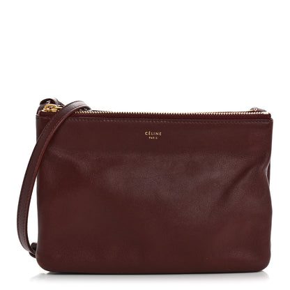 Celine Lambskin Small Trio Crossbody Bag Burgundy 1 of 14