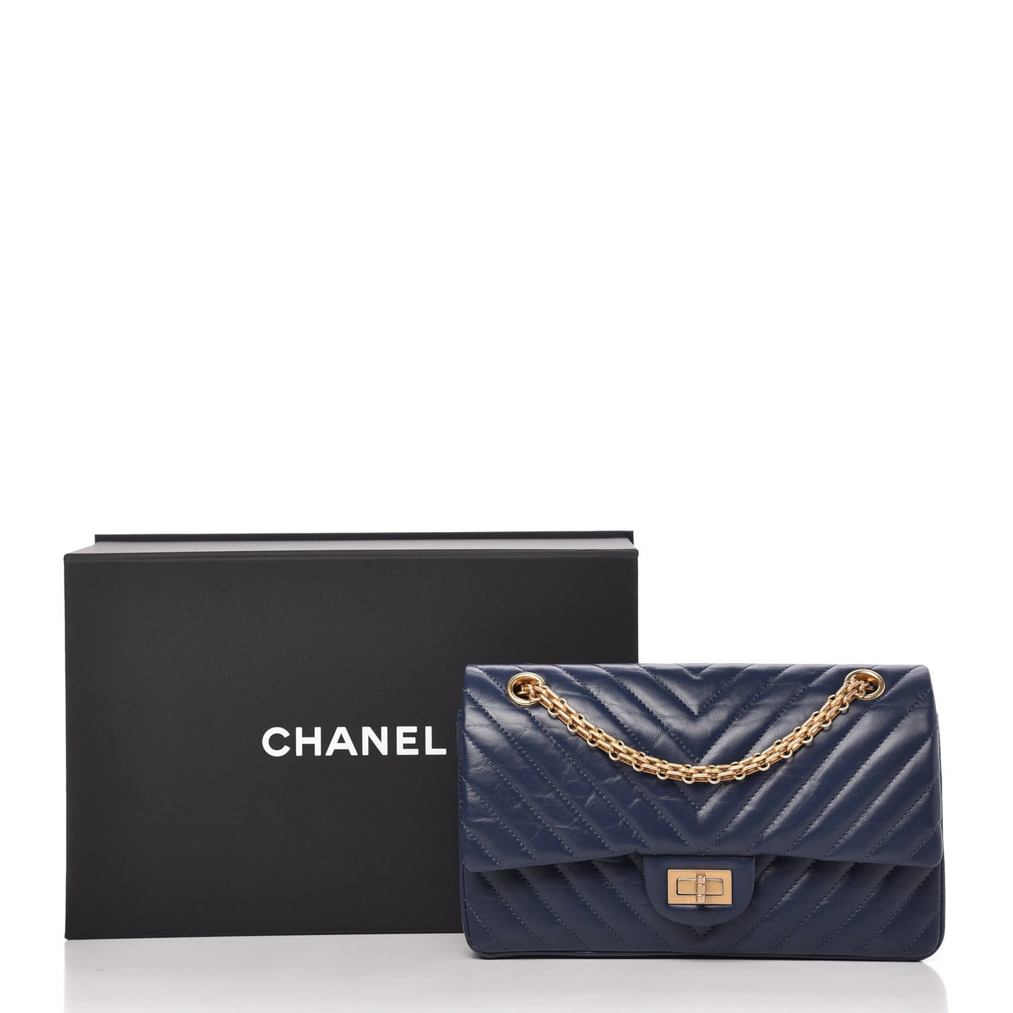 Aged Calfskin Chevron Quilted 2.55 Reissue 225 Flap Blue