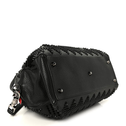 Christian Louboutin Grained Calfskin Mix Chevron Spikes Large Panettone Bowling Bag Black 4 of 10