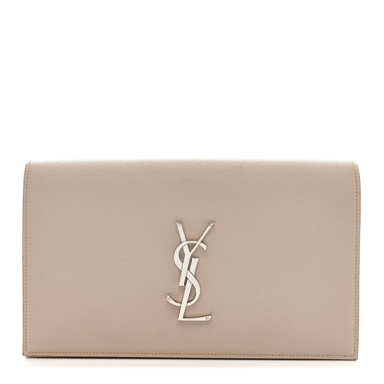 Saint Laurent Grain De Poudre Classic Kate Monogram Clutch Nude Powder 1 of 9