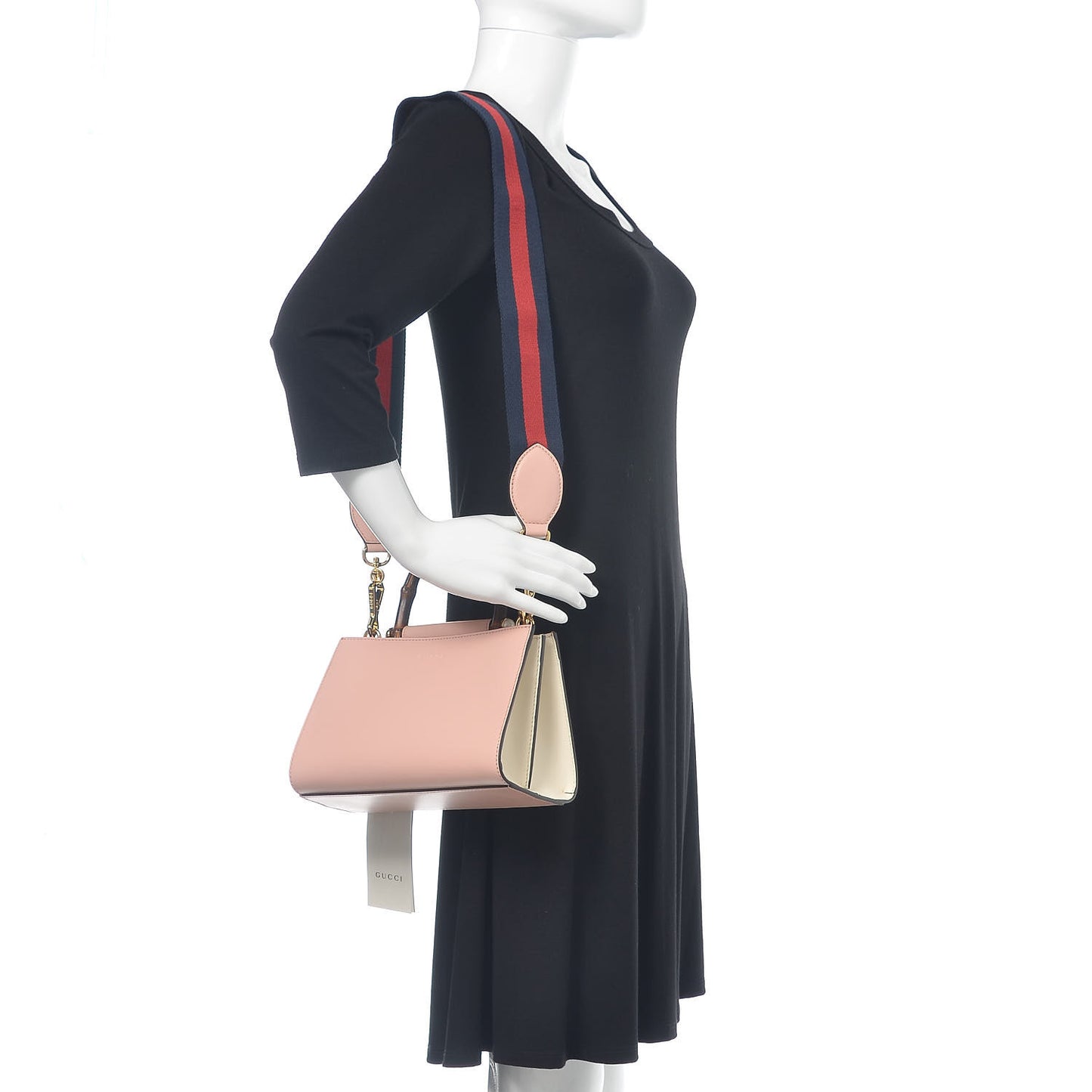 Nappa Bamboo Web Mini Nymphaea Top Handle Bag Perfect Pink Mystic White