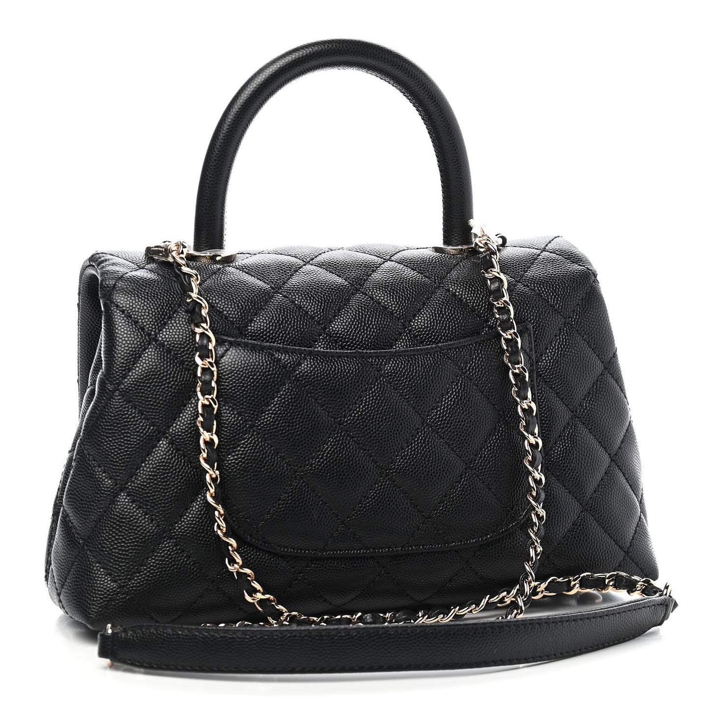 Caviar Quilted Mini Coco Handle Flap Black