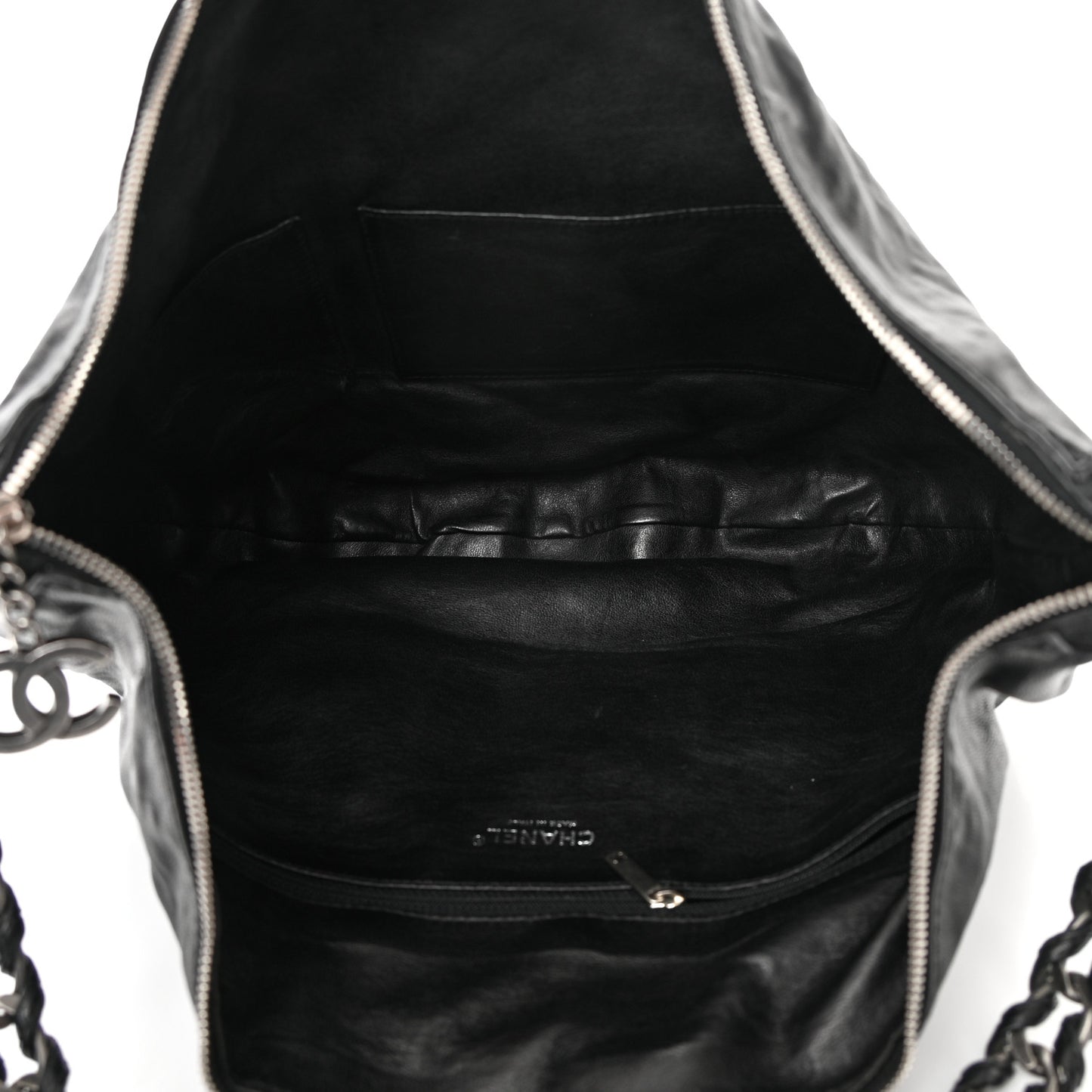 Calfskin Modern Chain Hobo Black