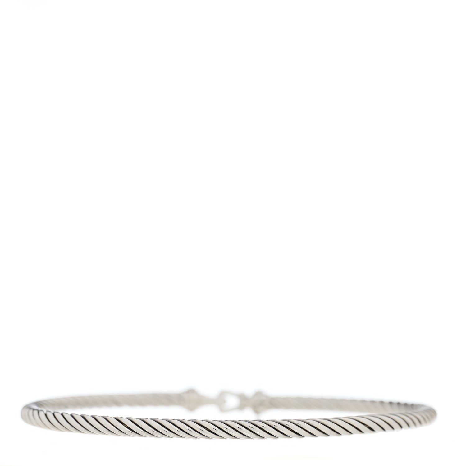 David Yurman Sterling Silver Diamond 3mm Cable Buckle Bracelet 2 of 3