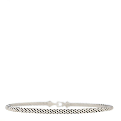 David Yurman Sterling Silver Diamond 3mm Cable Buckle Bracelet 2 of 3