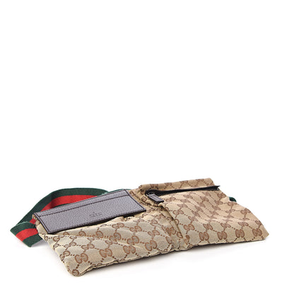 Gucci GG Monogram Web Double Pocket Belt Bag Dark Brown 3 of 9