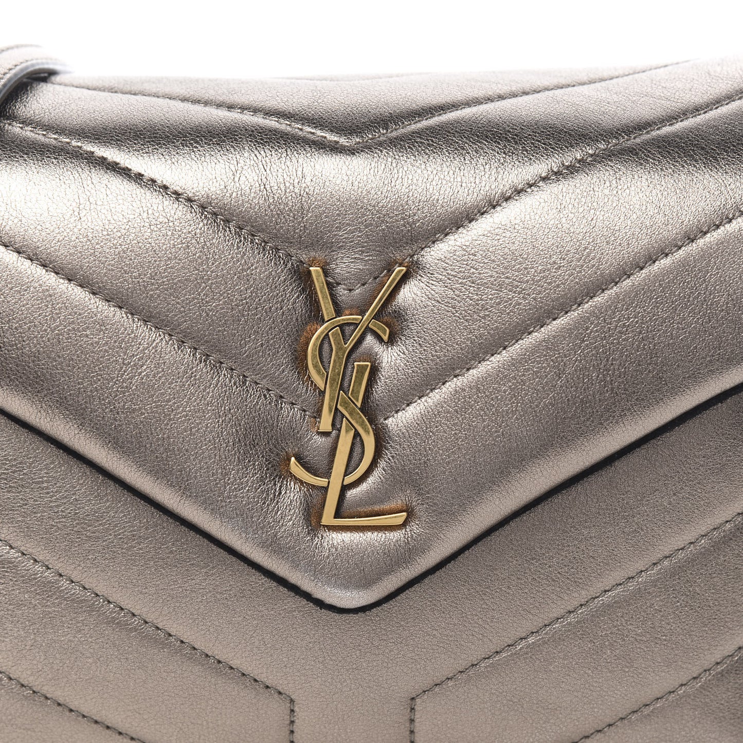 Metallic Calfskin Y Quilted Monogram Toy Loulou Crossbody Bag Piombo