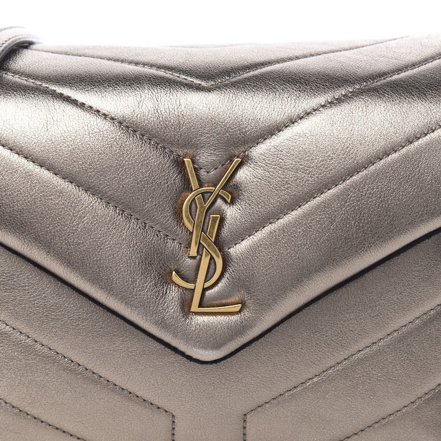Saint Laurent Metallic Calfskin Y Quilted Monogram Toy Loulou Crossbody Bag Piombo 11 of 11