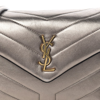 Saint Laurent Metallic Calfskin Y Quilted Monogram Toy Loulou Crossbody Bag Piombo 11 of 11