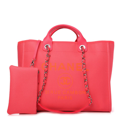 Chanel Mixed Fibers Calfskin Medium Deauville Tote Pink Orange 1 of 10