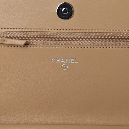 Chanel Caviar Quilted Boy Wallet On Chain WOC Beige 6 of 12