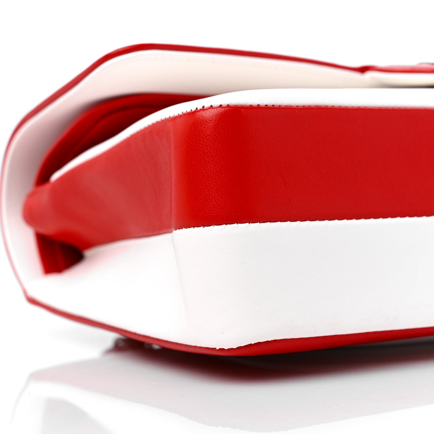 Lambskin Geometric Colorblock Medium Double Flap Red White