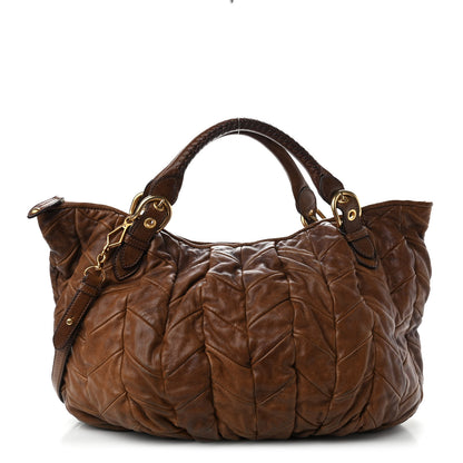 Miu Miu Nappa Large Patchwork Tote Brown 1 of 23