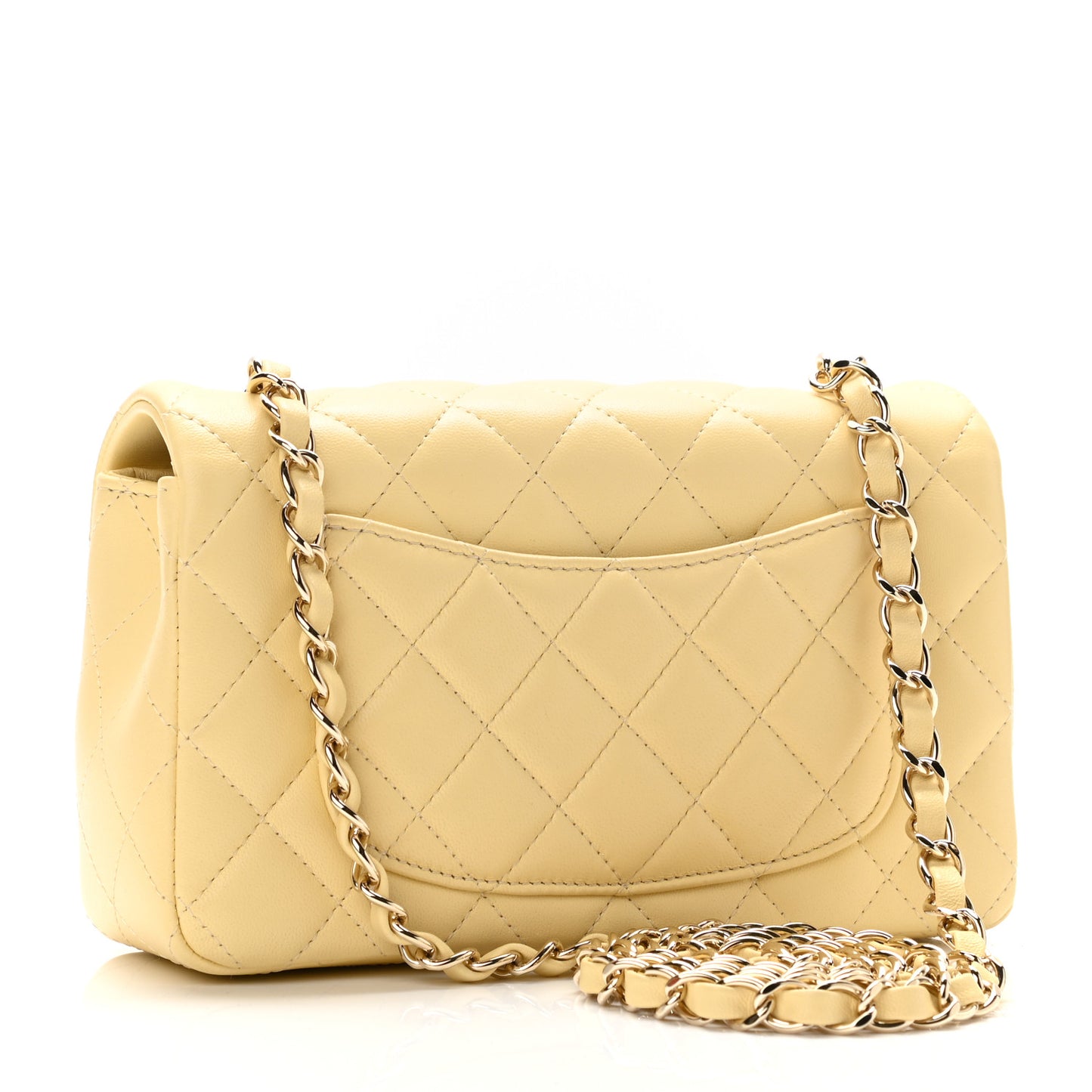 Lambskin Quilted Mini Rectangular Flap Yellow