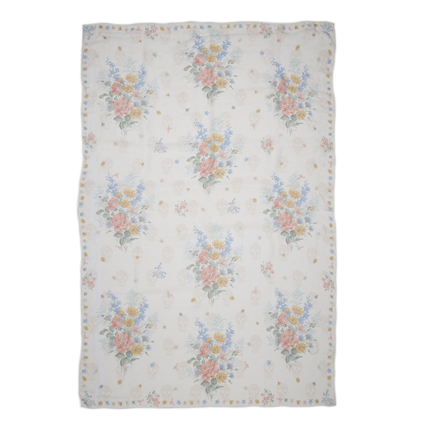 Silk Modal Midieval Flower Skull Scarf Ivory