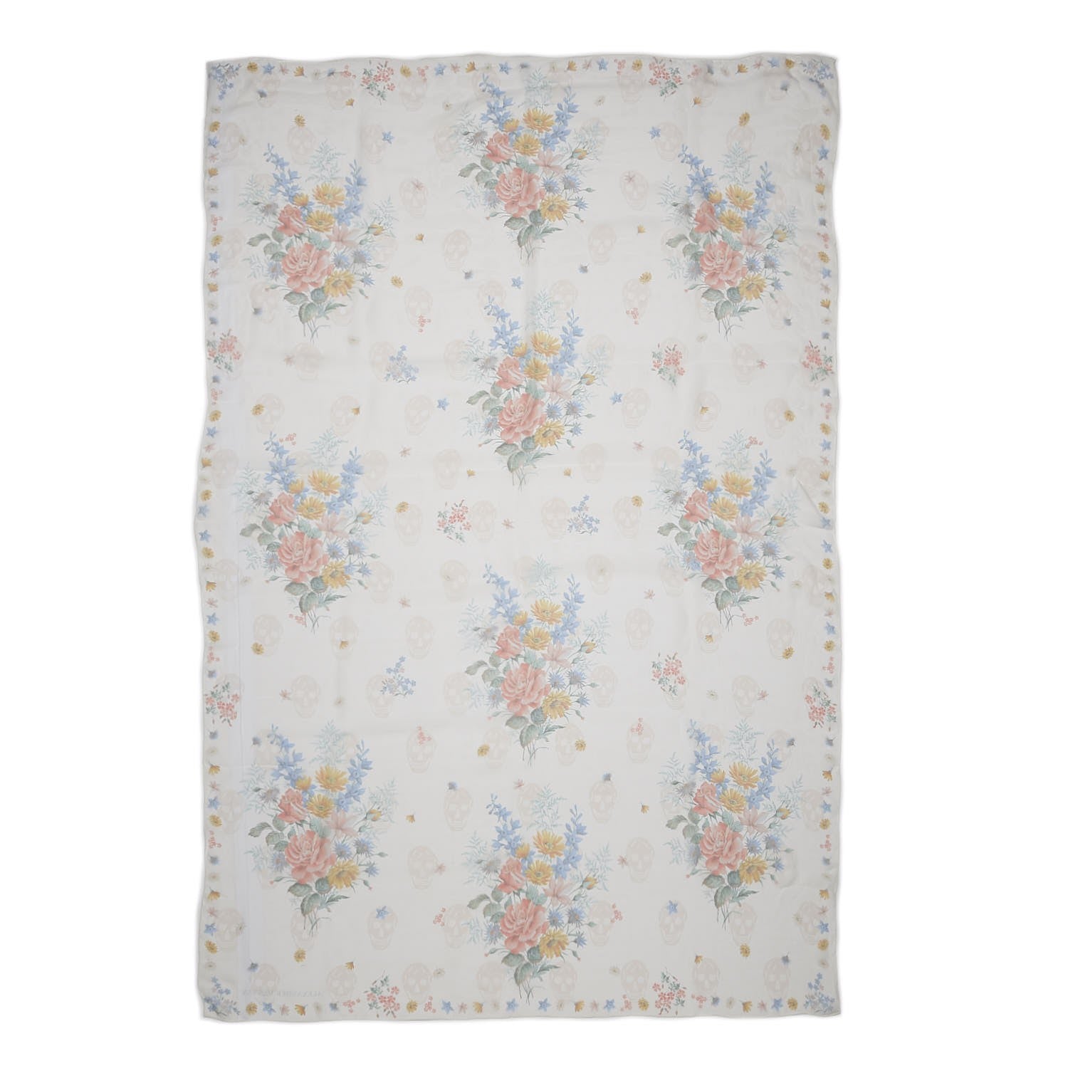 Alexander McQueen Silk Modal Midieval Flower Skull Scarf Ivory 4 of 8
